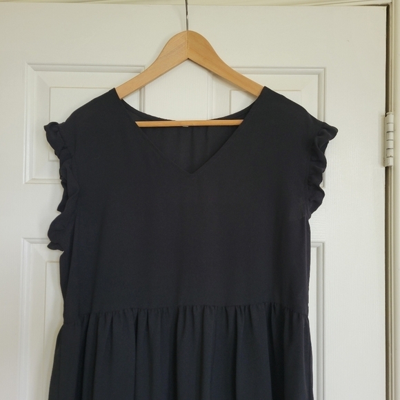 Mini Black Flowy Summer Spring Dress M - Picture 2 of 6